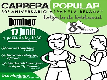 Carrera popular de atletismo y marcha solidaria 30 aniversario aspar la besana